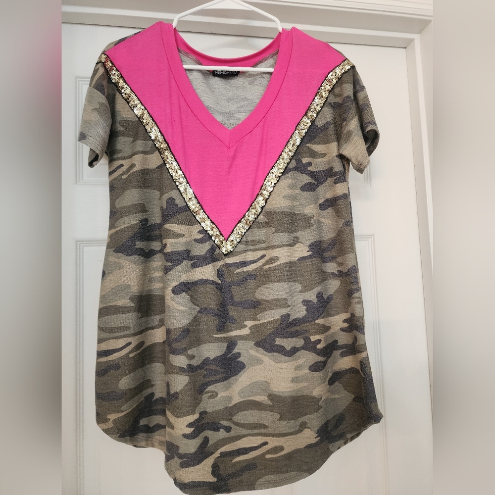 Hot Pink & Camo Top